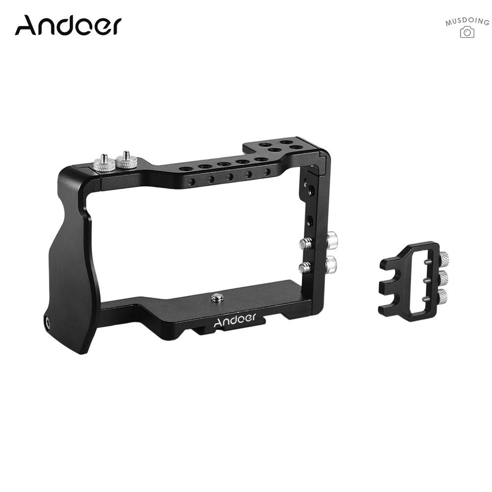 ღ Andoer Camera Cage Aviation Aluminum Video Film Movie Making Cage with 1/4 Inch Screw Hole Cable Clamp Accessory Replacement for Sony A6000/A6300/A6400/A6500 Camera