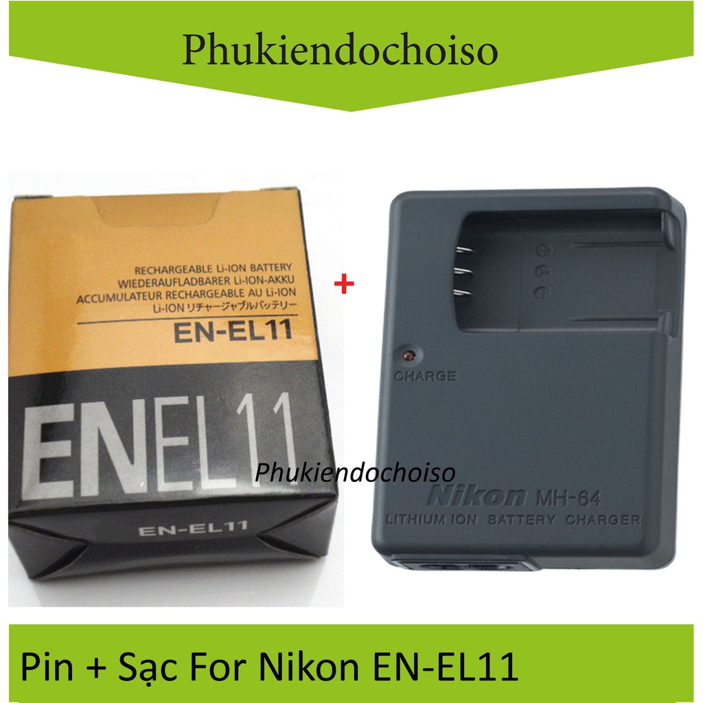 Bộ pin sạc thay thế 1 Pin 1 Sạc máy ảnh Nikon EN-EL11