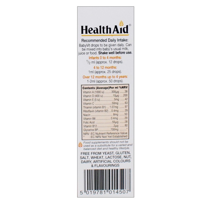 BabyVit Multivitamin Liquid Drops HealthAid Bổ Sung Vitamin Và Khoáng Chất Chất Cần Thiết Cho Trẻ 🎉 Cobo_Pharmacy