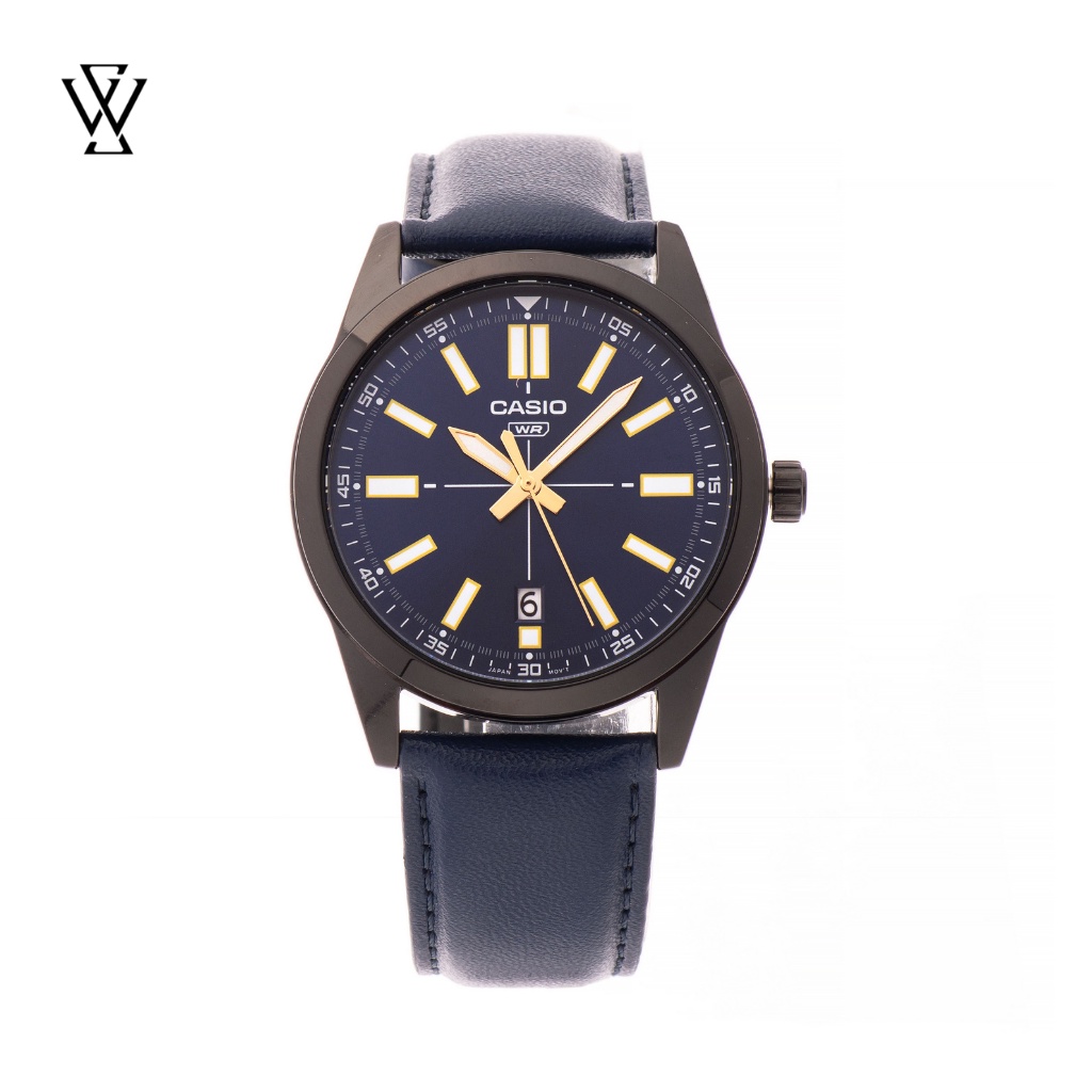 Đồng Hồ Quartz Nam Casio WATCHSTORE MTP-VD02BL-2EUDF Thiết Kế Kính Khoáng 41mm, Dây Đeo Da Và Vỏ Thép Không Gỉ
