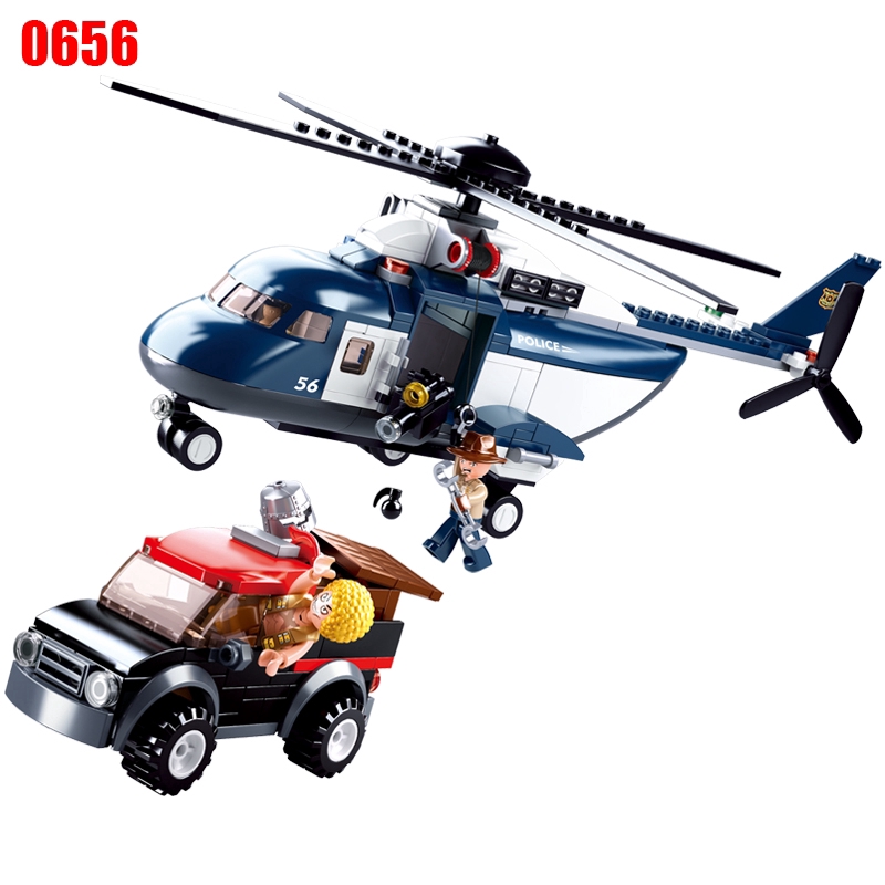 Sluban Police Series Patrol Car Helicopter Assault Car Escort Children Creative Education Building Blocks Toy 0639