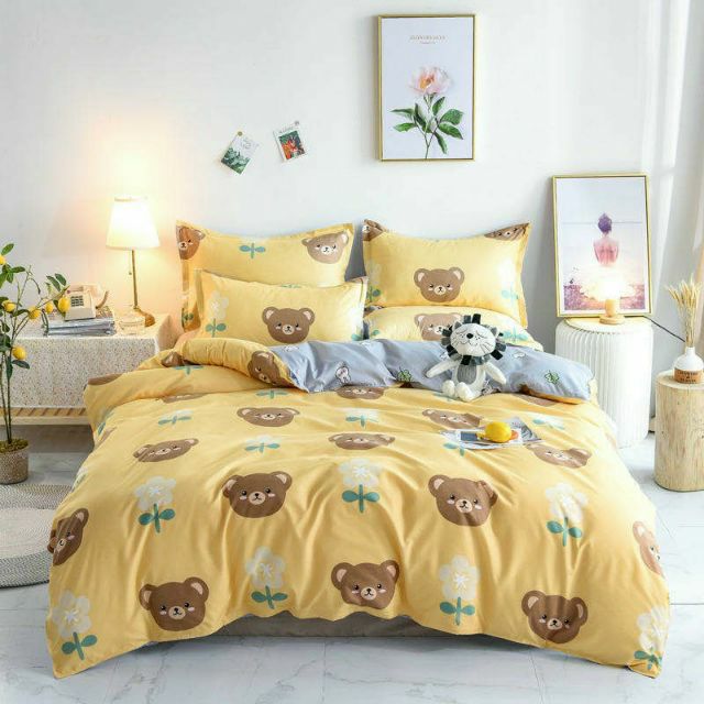 Bộ Chăn Ga Gối Đầu Gấu Cotton Poly