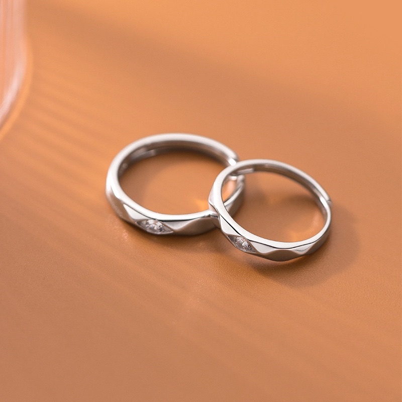 Nhẫn đôi bạc 925 hình đa giác cá tính kiểu dáng unisex, Nhẫn đôi free size sang trọng DUYSON SILVER [NDFS5]