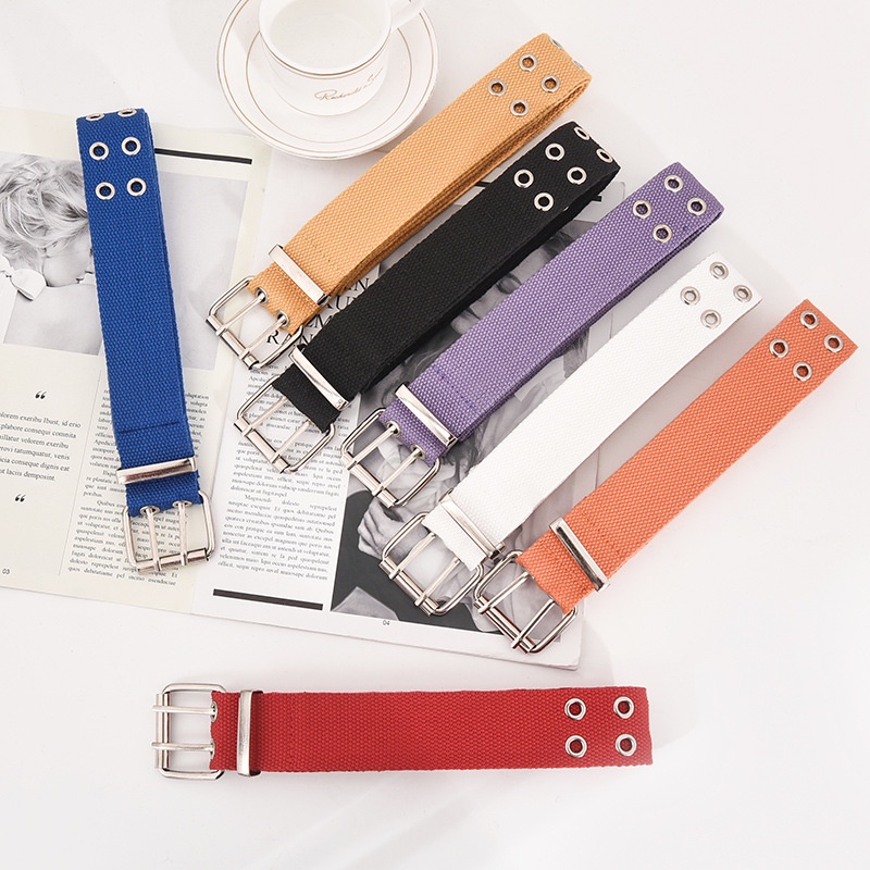 Thắt Lưng Vải Canvas 2 Lỗ Cá Tính Cho Nữ 105cm