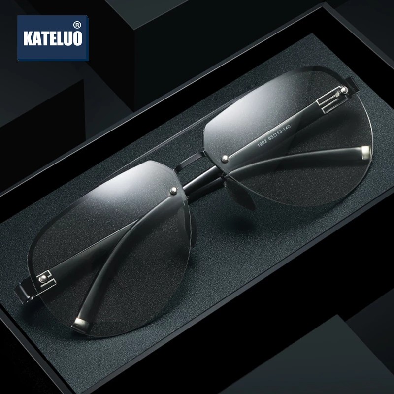 Kính mát KATELUO 1902 phân cực đổi màu UV400 kiểu phi công có tầm nhìn đêm cho nam