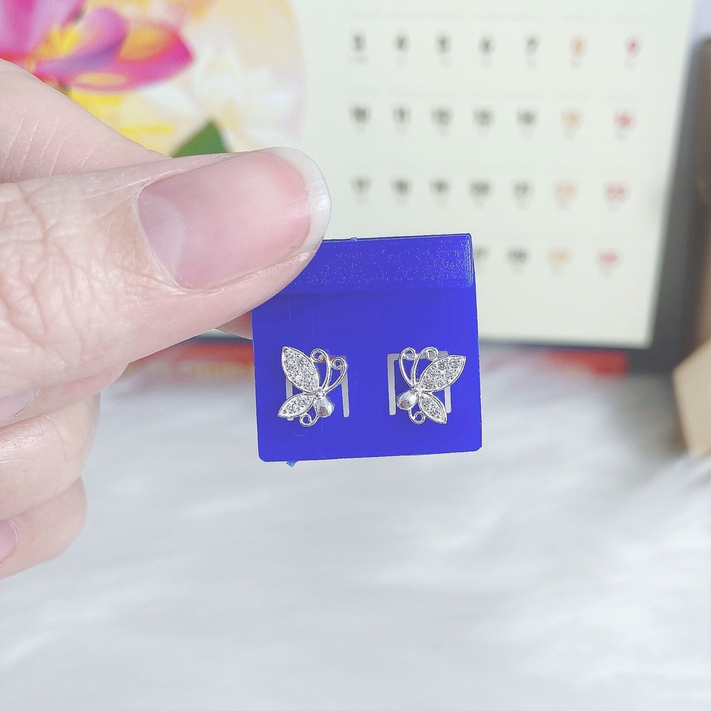 Bông tai bạc Evasilver hình cánh bướm,Khuyên tai chất liệu bạc ta cao cấp, sang trọng và nữ tính