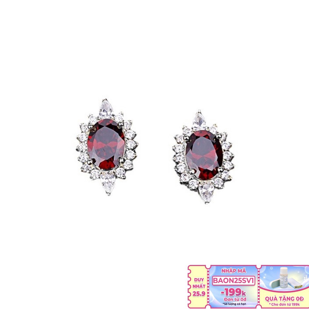 Bông Tai Khảm Đá Đỏ Chất Lượng Cao Phong Cách Retro Sang Trọng B2672 -Bảo Ngọc Jewelry