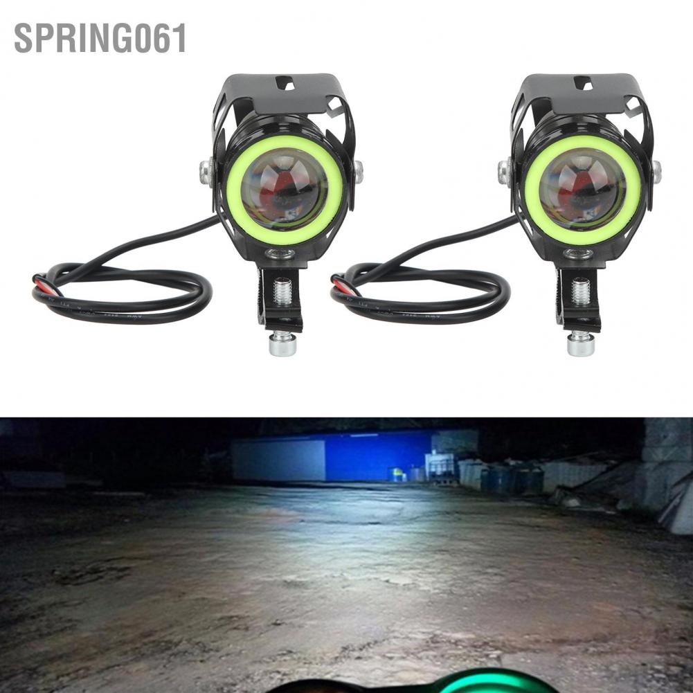 Spring061 2pcs Motorcycle LED Spotlight Green Lighting 12‑80V Angel Eye Waterproof Work Lamp for Boats Cars