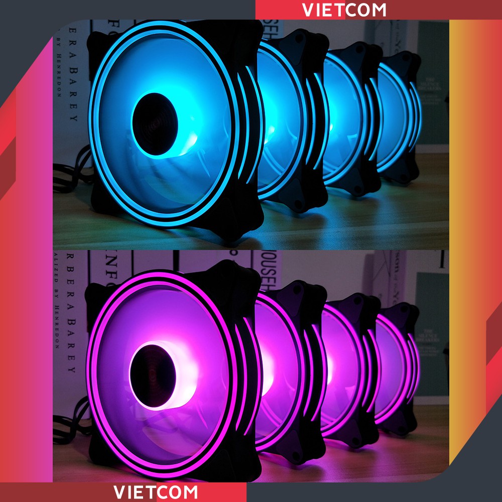 Quạt Tản Nhiệt, Fan Case Coolmoon M1 Thế hệ thứ 2 - Led RGB  Dual Ring Rainbown - Tặng kèm ốc vít gắn vào case