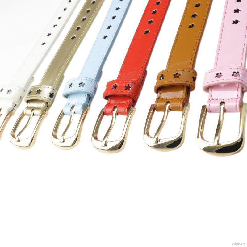 Women Pu Leather Hollow Flower Belt Neutral Soft Simple Pin Buckle Belt