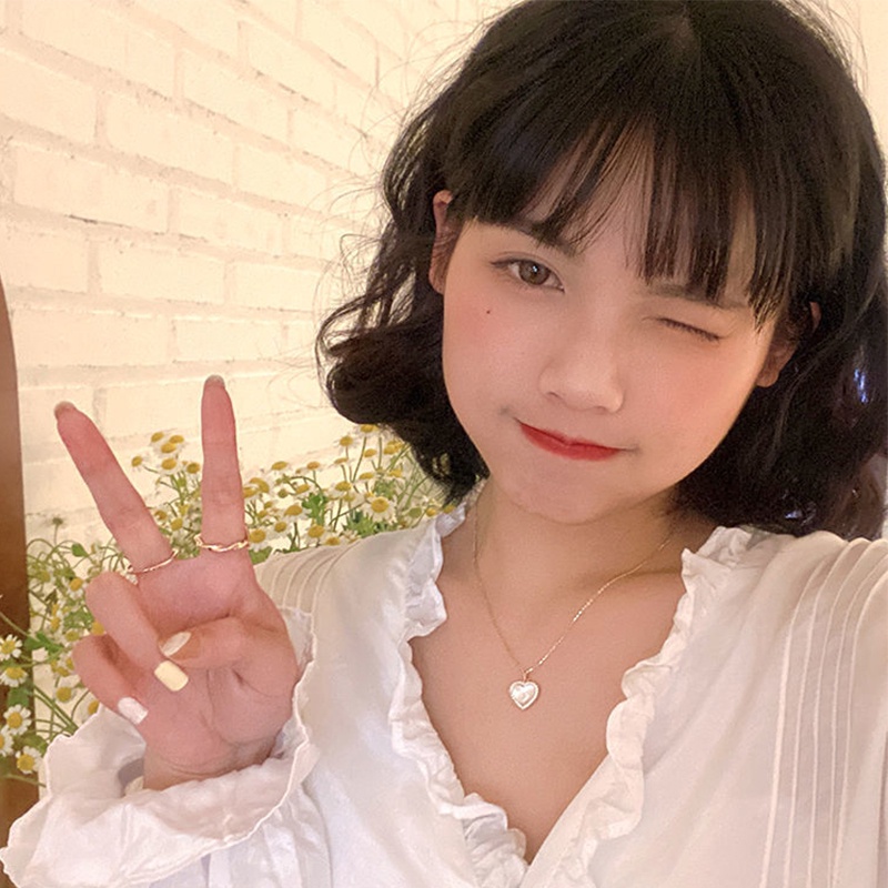Dây chuyền thời trang mặt trái tim khảm đá opal sang trọng