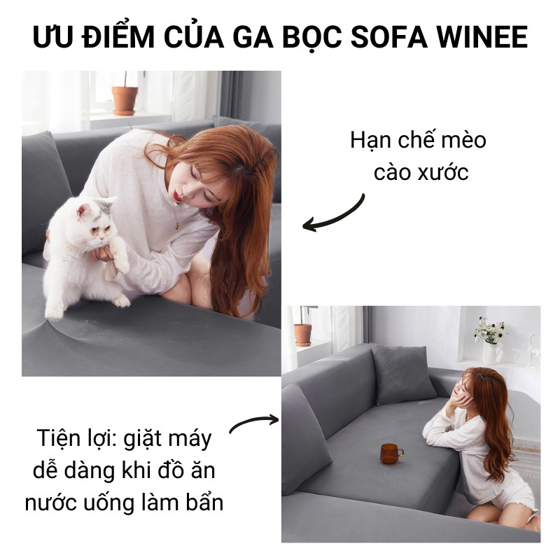 Bọc ghế sofa màu trơn vải thun mềm mại co giãn size 1 chỗ 2 chỗ 3 chỗ 4 chỗ sofa chữ L