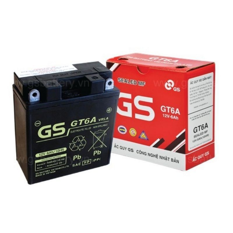 Ắc quy khô 6A GS GT6A 12V 6AH acquy xe máy