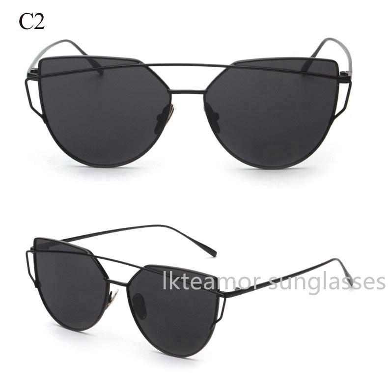 Kính mát kiểu mắt mèo gọng kim loại phong cách vintage thời trang