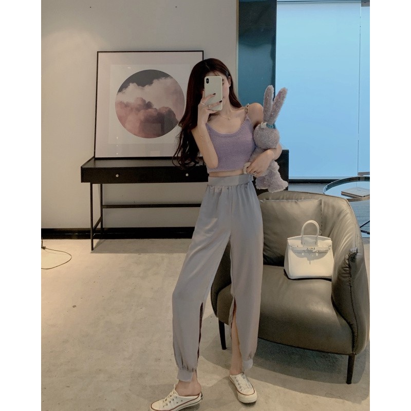 Cocory vn Áo Croptop Hai Dây Màu màu tím Quyến Rũ Dành Cho Nữ