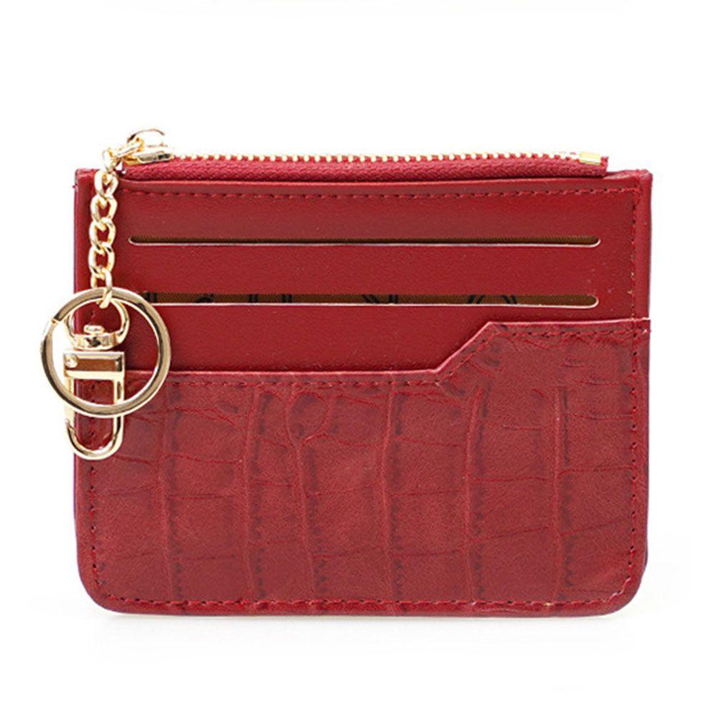 Ví Da PU Mini Có Nhiều Ngăn Đựng Thẻ Và Khóa Kéo Dành Cho Nam Nữ