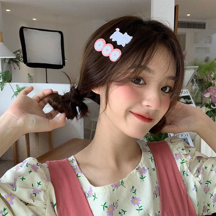 Set 2 Kẹp Tóc Hình Hoa Cúc Nhỏ Dễ Thương Phong Cách Hàn Quốc Cho Bé Gái