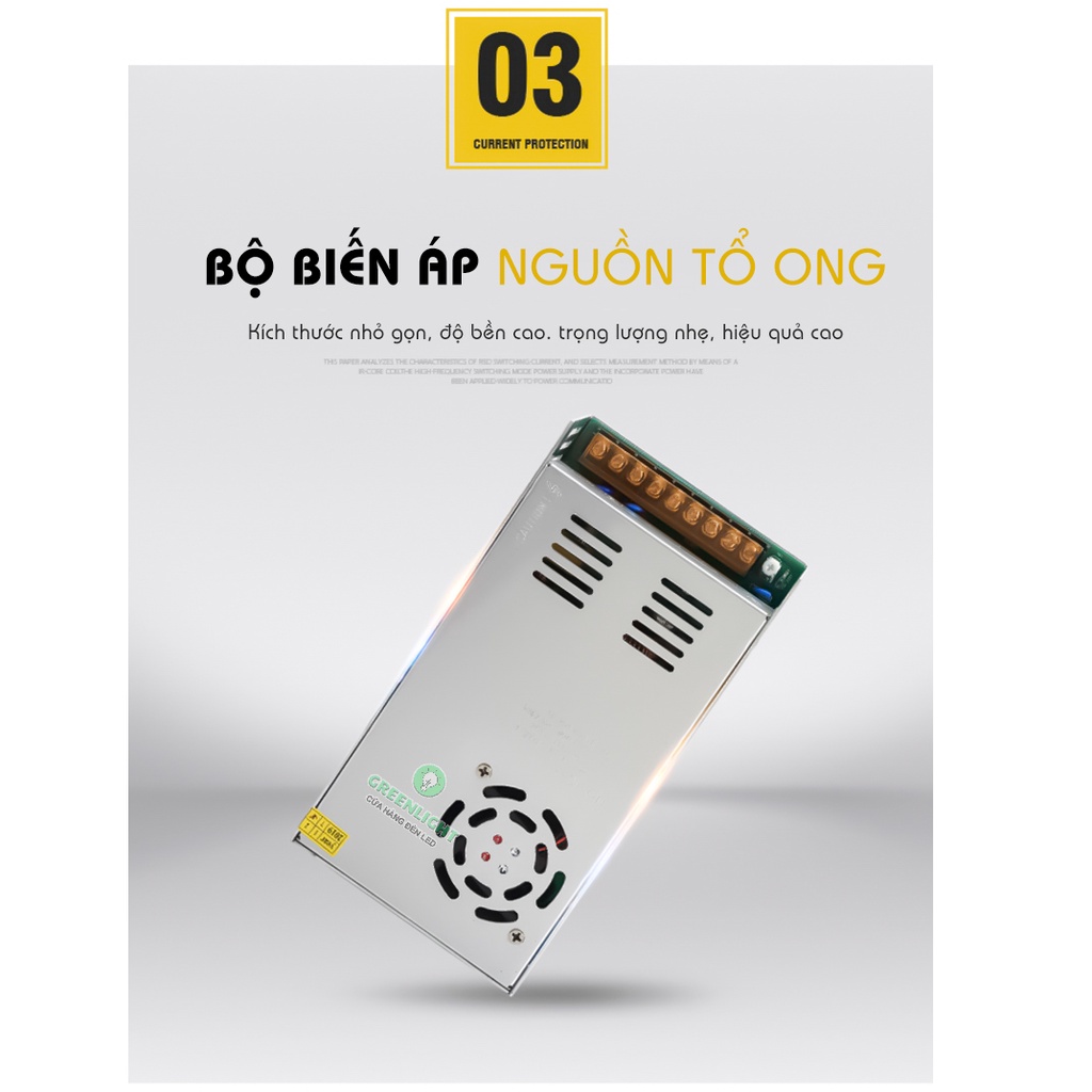Nguồn tổ ong 12V, Adaptor 3A 4A 5A 6A 10A 15A 20A 33A dùng cho đèn LED thanh, LED dây điện áp 12V DC
