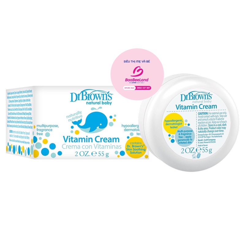 Kem dưỡng ẩm Vitamin Cream cho bé Dr Brown's USA - BAABEELAND