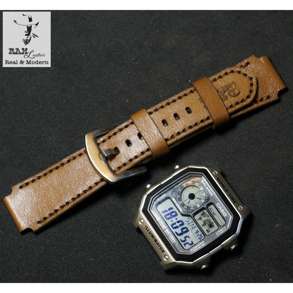 Dây đồng hồ Apple Watch , Iwatch , Iphone Watch Da Bò Màu Cà Phê Sữa RAM Leather  Bền Đẹp