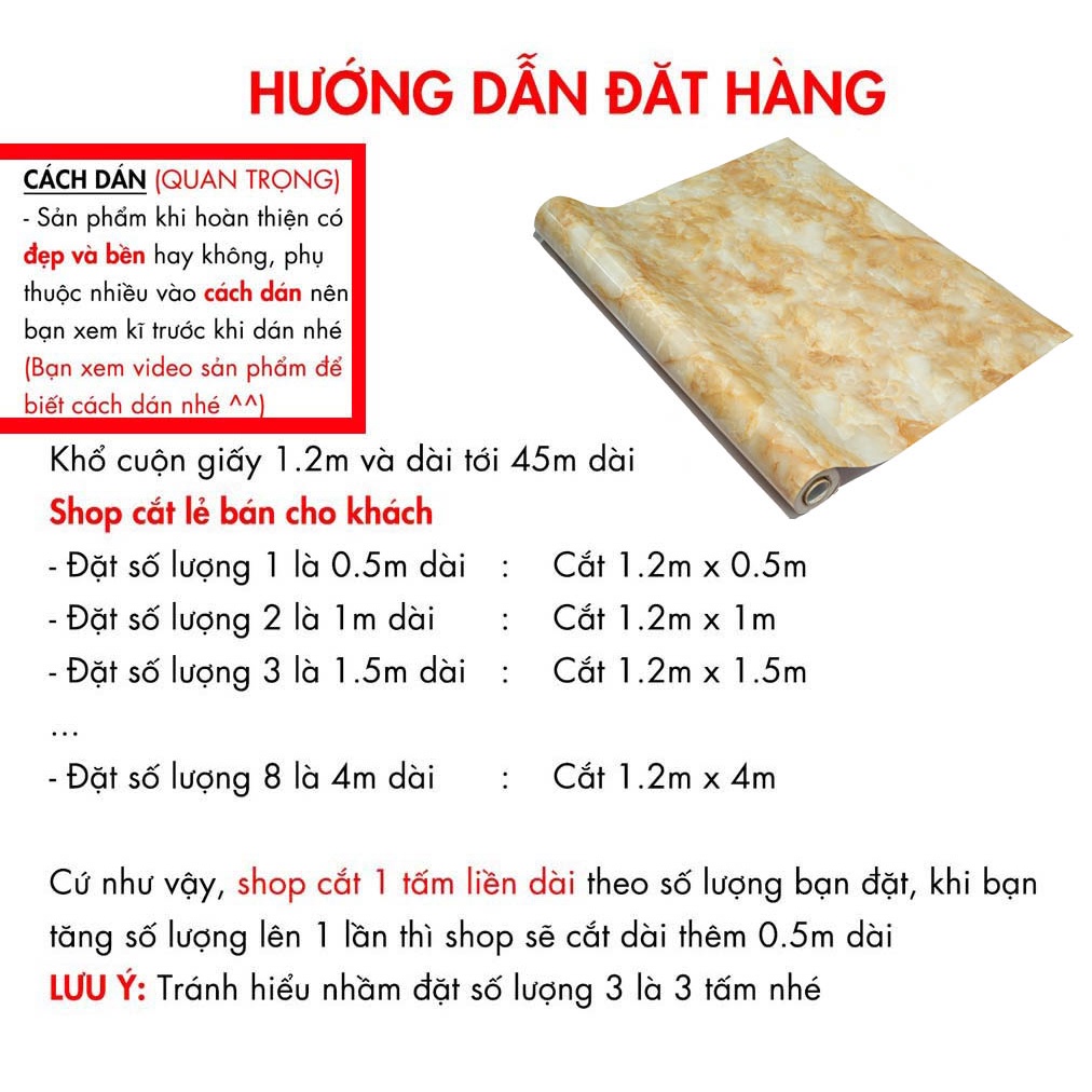 Giấy decal giả vân đá cam 3D chịu nhiệt chống nước chống dầu mỡ dễ dàng lau chùi