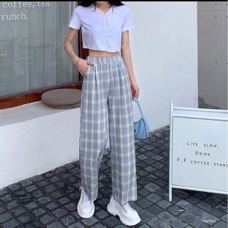 Quần ống rộng kẻ sọc