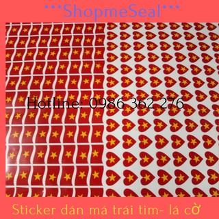 Sticker dán má hình trái tim và lá cờ ( 1 miếng)