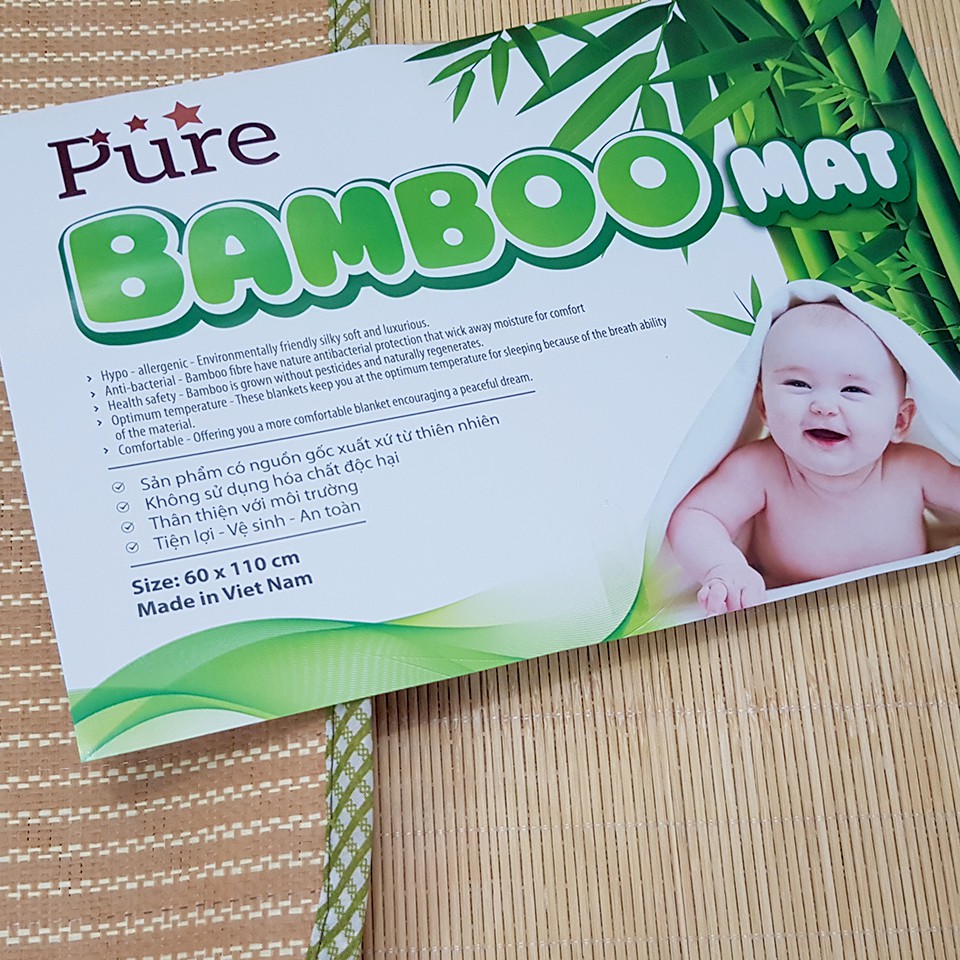 Chiếu Tre Bamboo Điều Hòa Cho Bé, Chiếu Tre Sợi Tăm Siêu Mát và An Toàn - Hàng Việt Nam