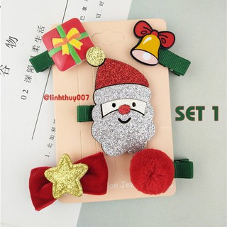 NOEL - Set 5 cặp kẹp tóc Noel siêu đáng yêu đẹp độc (có 4 set để lựa chọn)