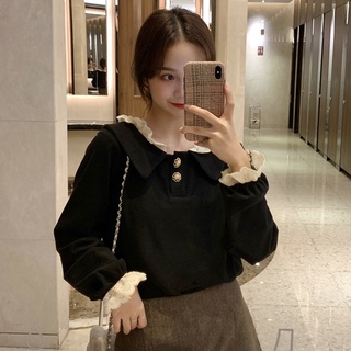 Áo sơ mi nữ cổ sen phối ren bigsize áo mùa thu
