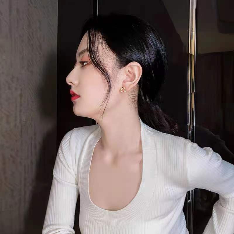 Bông Tai Mạ Bạc 925 Hình Tròn Thiết Kế Đơn Giản Phong Cách Mới