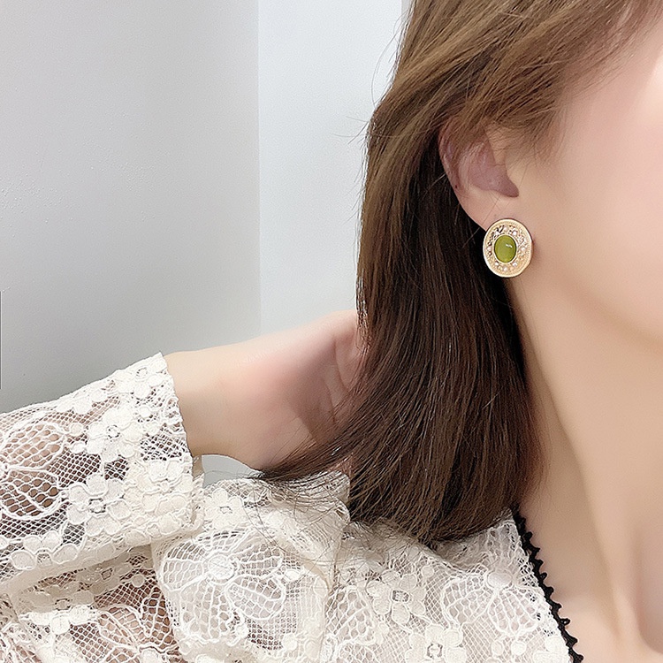 Khuyên tai kẹp không bấm lỗ chốt cố định K241 bằng hợp kim mạ vàng hình elip bohemian bigsize dáng ngắn Leous