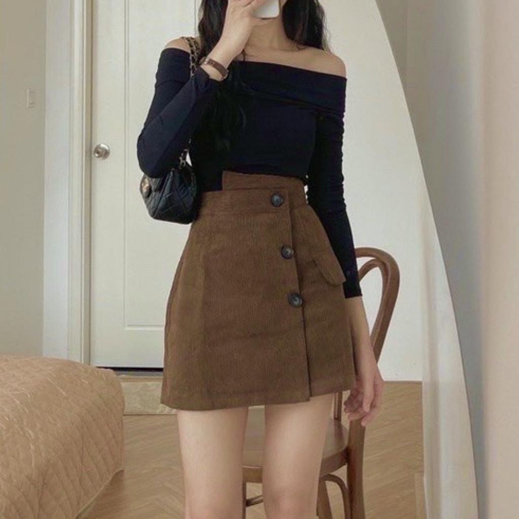 Chân Váy Nhung Tăm Cạp Chéo Cao Cấp Dáng Chữ A Siêu Hot Chất Liệu Dày Dặn Đúng Fom Mẫu | BigBuy360 - bigbuy360.vn