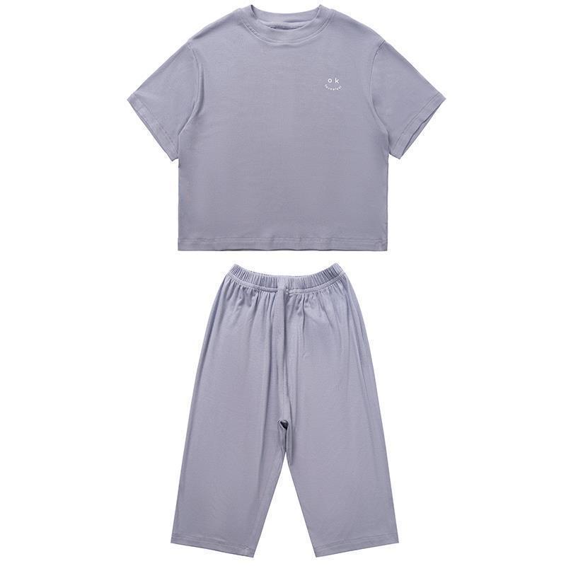 Bộ Đồ Ngủ Bằng Cotton Màu Trơn Thời Trang Mùa Hè Cho Bé Trai