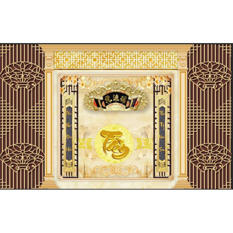 tranh 3D dán bàn thờ, trang trí phòng thờ
