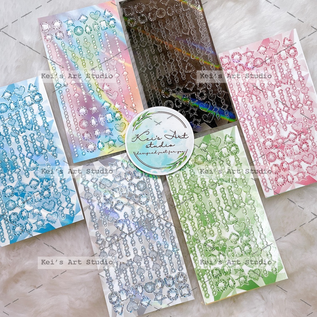 Mẫu gem màu đen, trắng, nhiều màu lấp lánh