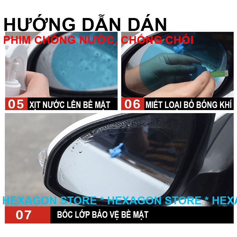 Bộ 2 Miếng Dán Kính Chống Đọng Nước, Sương Mờ Xe Ô Tô Xe Hơi