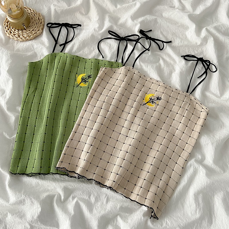 【ZHELIHANGFEI】 / Áo Yếm Dệt Kim Ngắn