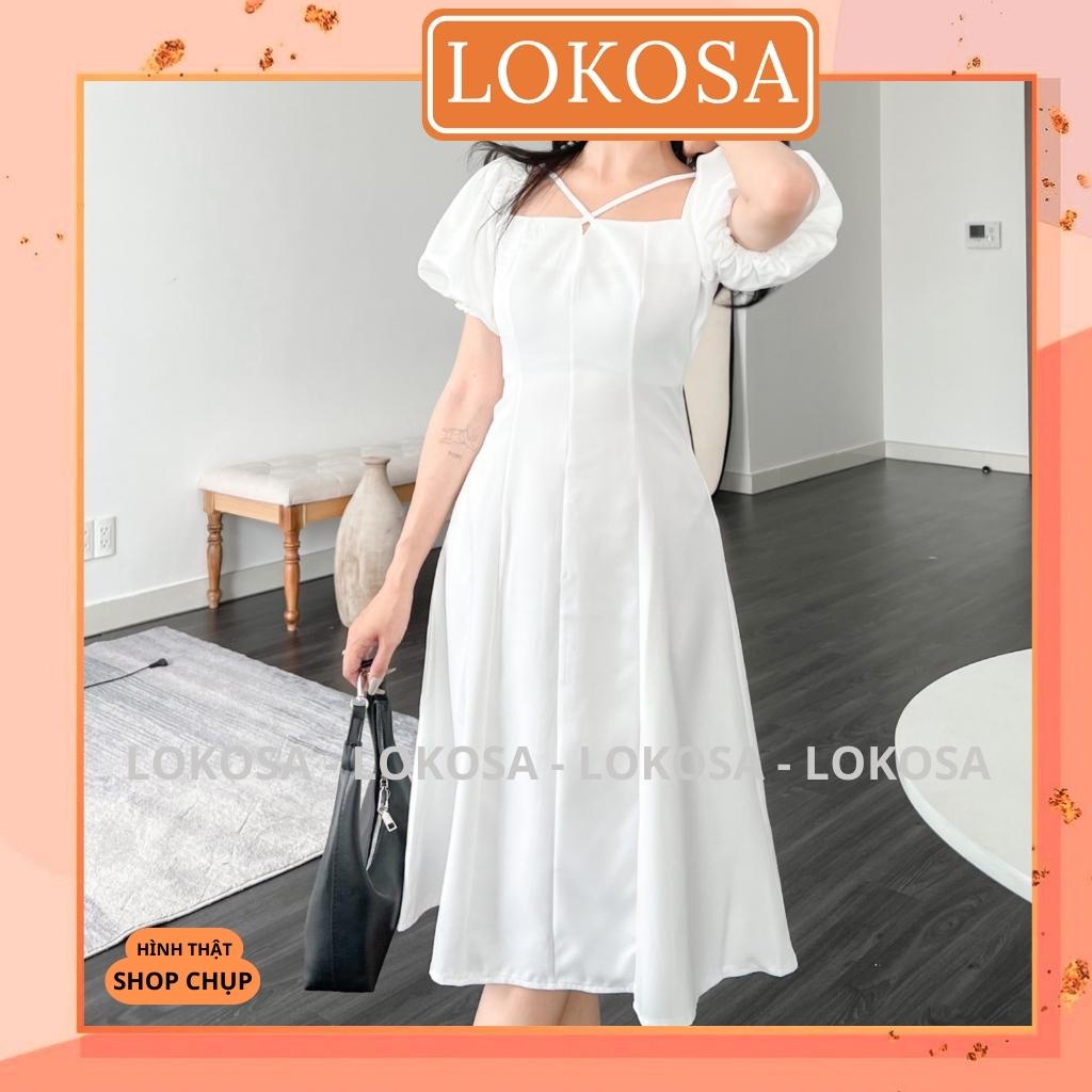 Váy Trắng Dự Tiệc Nữ Sang Trọng LOKOSA Đầm Xòe Công Chúa Dáng Dài Thiết Kế Cao Cấp Công Sở VD097