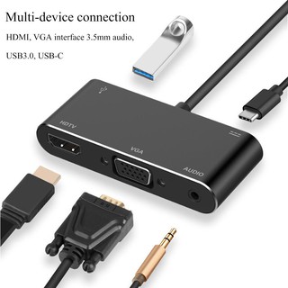 Cáp Chuyển Type-C 5 IN 1 ra Usb 3.0+Hdmi+Vga+Audio KingMaster