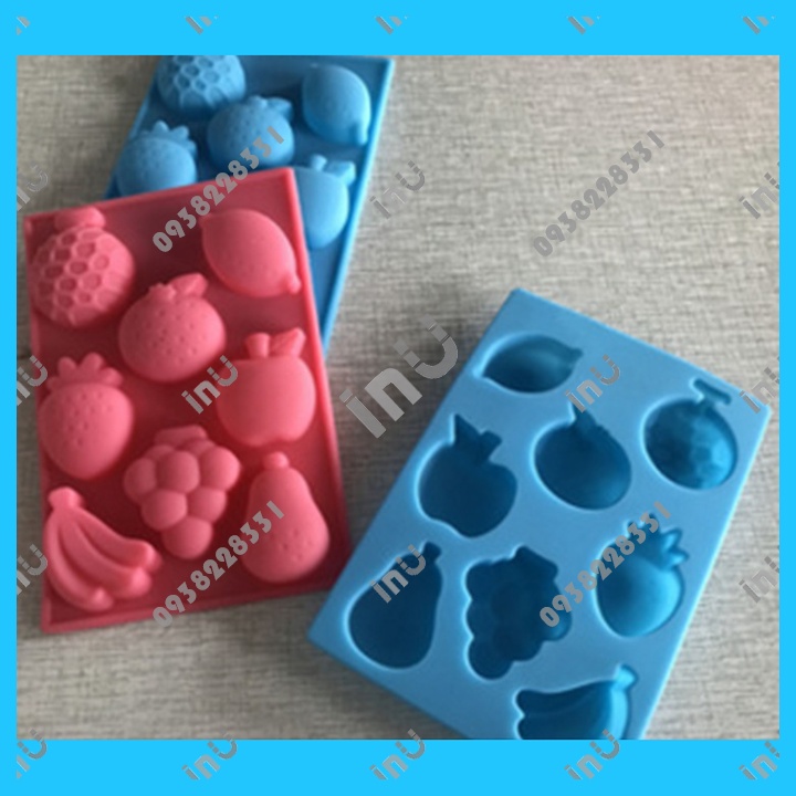 HCM - Khuôn silicon trái cây 8 loại trái đổ socola, làm rau câu pudding