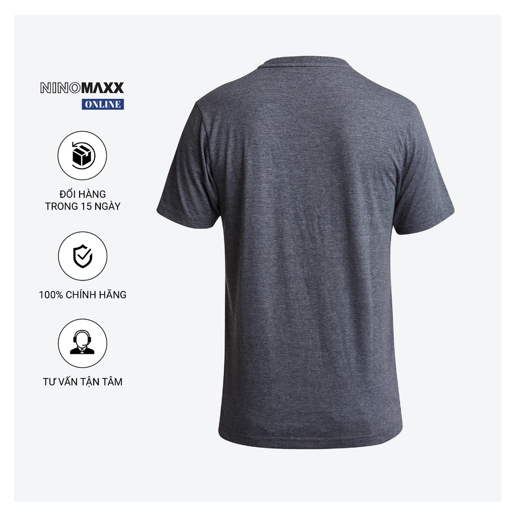 Áo Thun Nam cổ tròn Ninomaxx tay ngắn màu ghi xám trơn cotton pha polyester mã 1805125