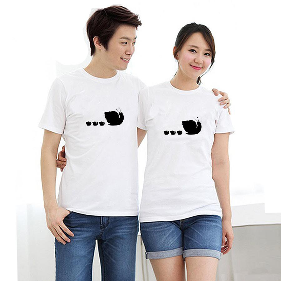 Áo thun cặp đôi in hình ốc dẫn con form rộng phong cách hàn quốc