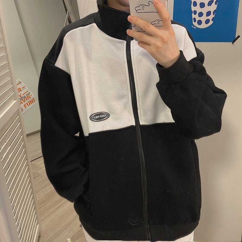 Áo khoác nỉ phối thêu logo ( 2 màu Xám , Đen ) | BigBuy360 - bigbuy360.vn