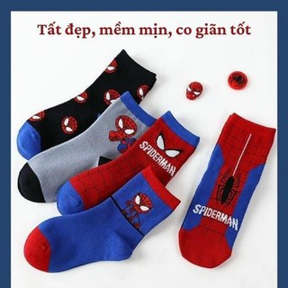 Set 5 đôi Tất chân trẻ em họa tiết người nhện cho bé trai từ 1- 9 tuổi, chất liệu dày, ấm, khử mùi hôi