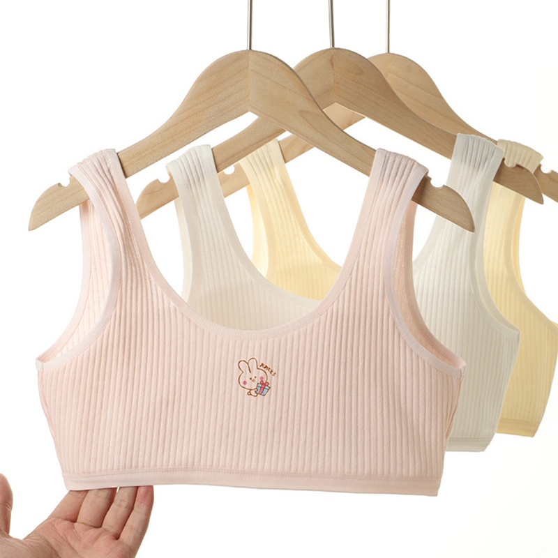 Áo Lót Bralette Hai Lớp In Họa Tiết Thỏ Dễ Thương Có Nắp Đậy Dành Cho Bé Gái Tuổi Teen
