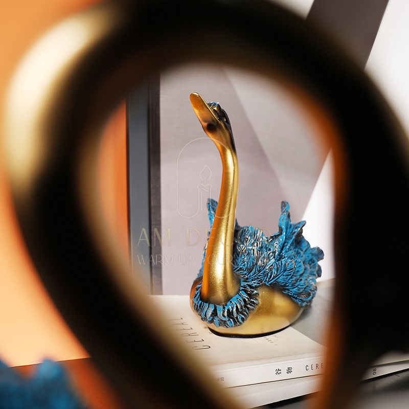 Tượng Thiên nga xanh châu Âu decor trang trí vườn, phòng khách, tủ TV sang trọng - AM Decor