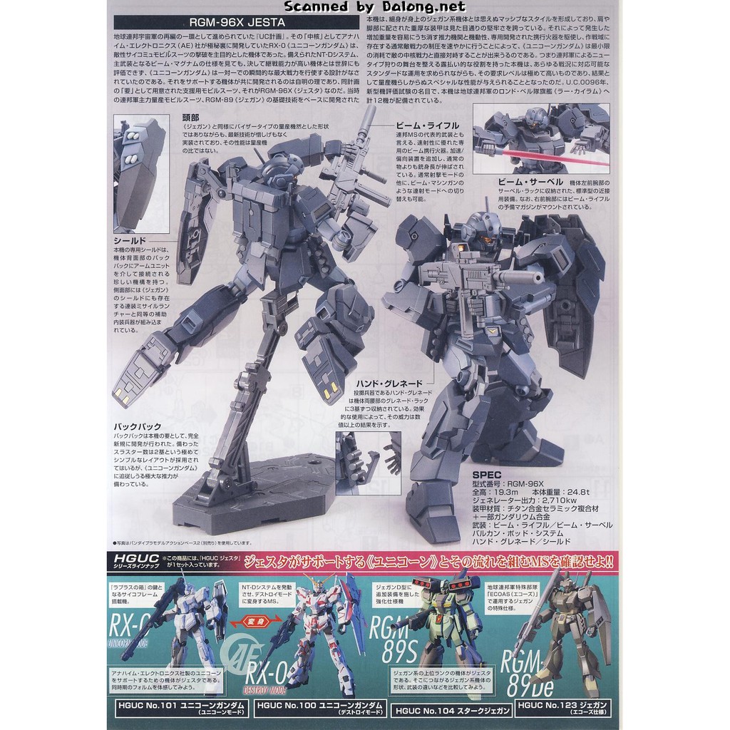 Mô Hình Gundam Bandai HG UC 130 RGM-96X Jesta [GDB] [BHG]