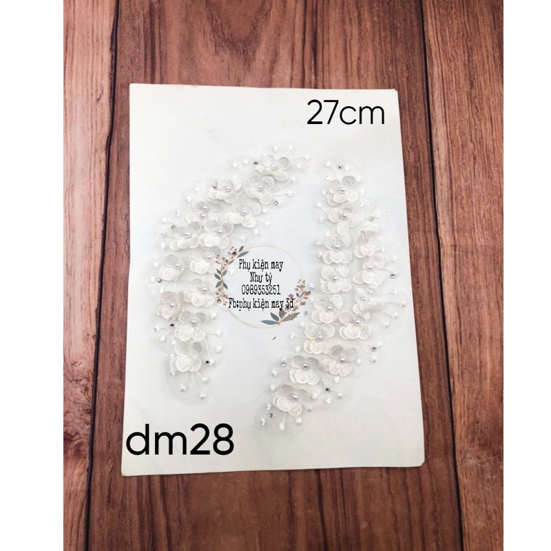 cặp ren thêu hoa 3d nhí xinh xắn 27cm