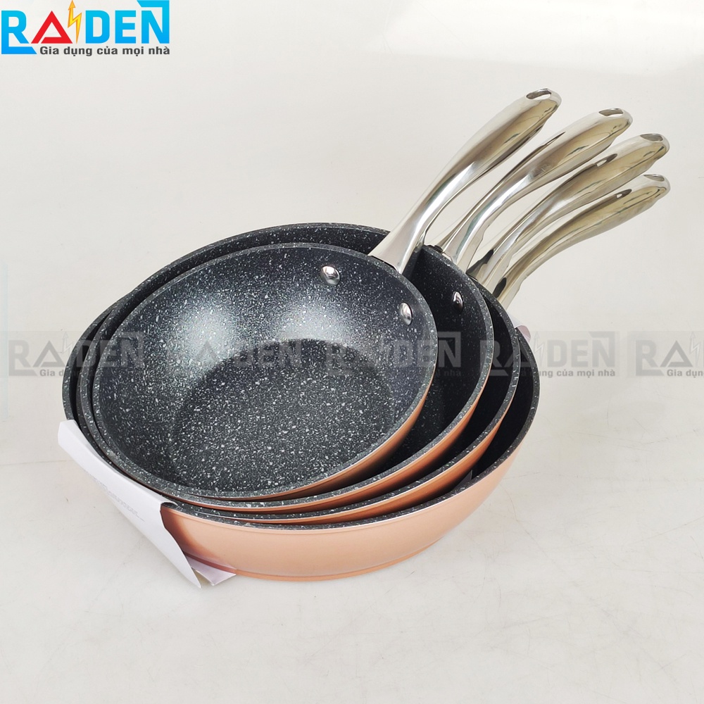 [Chính hãng] Chảo chống dính vân đá hoa cương Greencook GCP08 sử dụng được bếp ga, bếp hồng ngoại, bếp từ